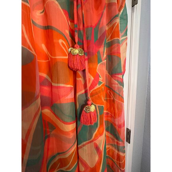 NWT Ramy Brook Haley Tropical Wide Leg Cover Up Pants M Poolside Glam Resortwear - Picture 9 of 13